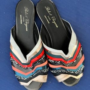 Robert Clergerie Metallic Fancy Slides (38.5)